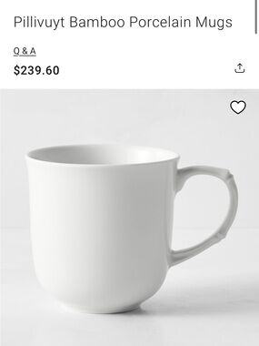 New pillivuyt bamboo porcelain mug set